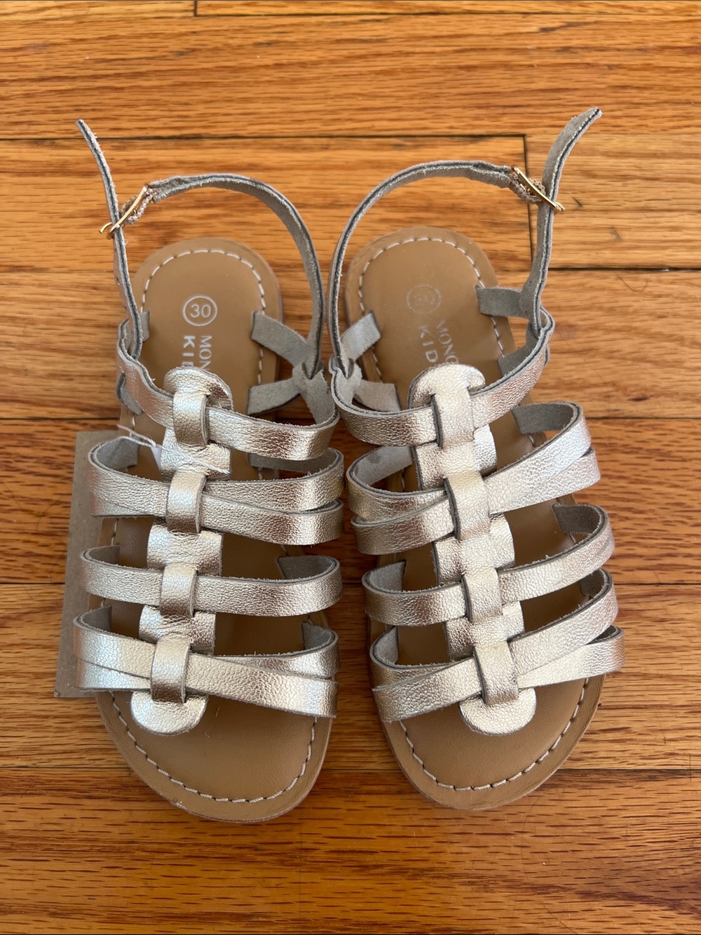 Monoprix European Brand Gold Leather Gladiator Sandals